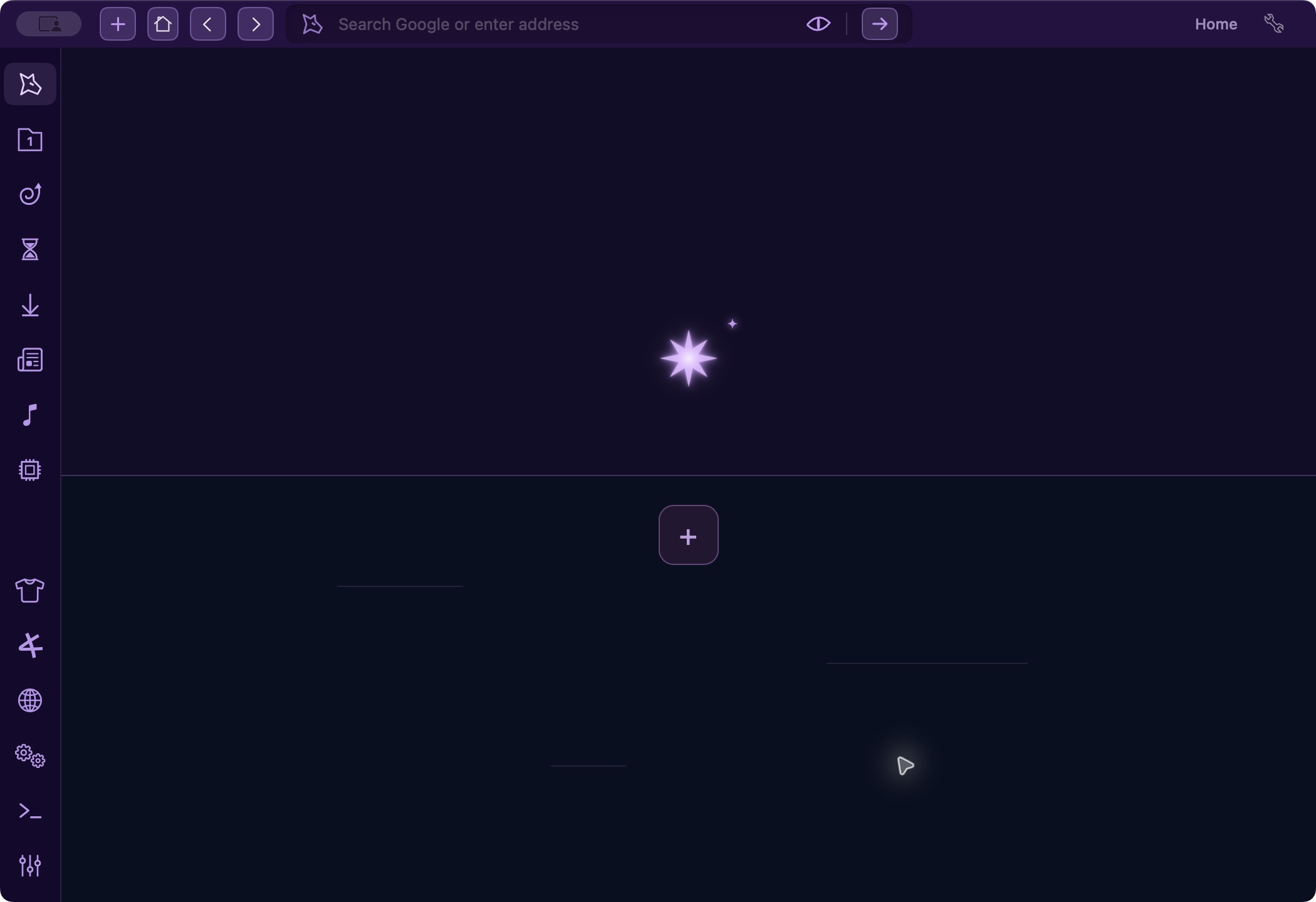 Yamm browser with Royal Purple theme and its Ishtar star home page